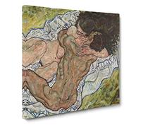 The Embrace by Egon Schiele Canvas Print | Gallery Wrapped 30mm Frame Wall Art | 20x20 inches | Ready to Hang | Modern Picture | Living Room Bedroom Lounge Office