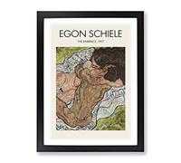 The Embrace By Egon Schiele Exhibition Museum Painting Framed Print | A3 Black Framed Wall Art | Ready to Hang | Modern Historical Picture | Living Room Bedroom Lounge Office