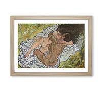The Embrace by Egon Schiele Framed Print | A2 Oak Framed Wall Art | Ready to Hang | Modern Nature Picture | Living Room Bedroom Lounge Office