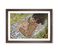 The Embrace by Egon Schiele Framed Print | A2 Walnut Framed Wall Art | Ready to Hang | Modern Nature Picture | Living Room Bedroom Lounge Office