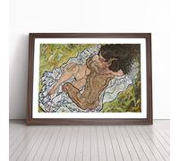 The Embrace By Egon Schiele Framed Wall Art Print A2 Walnut