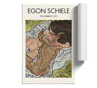 The Embrace by Egon Schiele | Unframed Wall Art Print | Ready to Frame Poster | Modern Home Decor Picture | Artwork for Living Room, Bedroom, Kitchen or Office | A2 (42x59.4 cm)