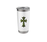 The Emerald Green Pave Diamonds Cross Stainless Steel Insulated Tumbler