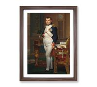 The Emperor Napoleon By Jacques Louis David Classic Painting Framed Print | A3 Walnut Framed Wall Art | Ready to Hang | Classic Historical Picture | Living Room Bedroom Lounge Office