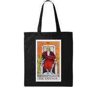 The Emperor Tarot Card Art Logo Natural Ecological Cotton Tote Bag Black