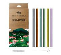 The Empire Products® [+ eBook] Reusable Premium Glass Straws with Cleaning Brush - Glass Drinking Straws Colourful Straight Set of 6 - 20 cm Long - 8 mm Diameter (20 cm Straight)