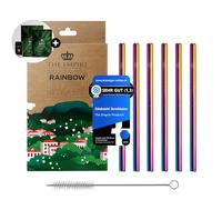 The Empire Products® Reusable Stainless Steel Rainbow Straws, 15 cm Short Metal Straws, Extra Wide, Set of 6 + Cleaning Brush