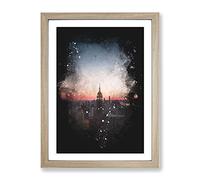 The Empire Stae In New York Paint Splash Modern Framed Print | A2 Oak Framed Wall Art | Ready to Hang | Modern Nature Picture | Living Room Bedroom Lounge Office