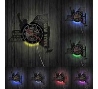 The Empire State Albany Vinyl Record Wall Clock New York Modern Statue of Liberty Decorative Clock With LED