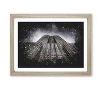 The Empire State Building Vol.1 Paint Splash Modern Art Framed Print | A2 Oak Framed Wall Art | Ready to Hang | Modern Cityscape Picture | Living Room Bedroom Lounge Office
