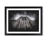 The Empire State Building Vol.1 Paint Splash Modern Art Framed Print | A4 Black Framed Wall Art | Ready to Hang | Modern Cityscape Picture | Living Room Bedroom Lounge Office