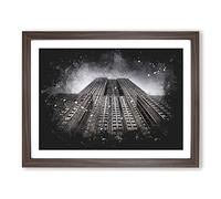 The Empire State Building Vol.1 Paint Splash Modern Art Framed Wall Art Print, Ready to Hang Picture for Living Room Bedroom Home Office Décor, Walnut A2 (64 x 46 cm)