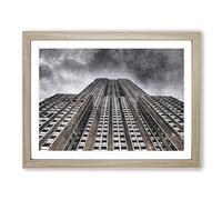 The Empire State Building Vol.1 Painting Modern Art Framed Wall Art Print, Ready to Hang Picture for Living Room Bedroom Home Office Décor, Oak A4 (34 x 25 cm)
