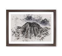 The Empire State Building Vol.1 Watercolour Framed Print | A2 Walnut Framed Wall Art | Ready to Hang | Modern Cityscape Picture | Living Room Bedroom Lounge Office