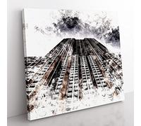The Empire State Building Vol.1 Watercolour Modern Canvas Wall Art Print Ready to Hang, Framed Picture for Living Room Bedroom Home Office Décor, 50x50 cm (20x20 Inch)