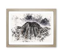 The Empire State Building Vol.1 Watercolour Modern Framed Print | A3 Oak Framed Wall Art | Ready to Hang | Modern Cityscape Picture | Living Room Bedroom Lounge Office