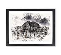 The Empire State Building Vol.1 Watercolour Modern Framed Print | A4 Black Framed Wall Art | Ready to Hang | Modern Cityscape Picture | Living Room Bedroom Lounge Office