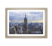 The Empire State Building Vol.2 Painting Framed Print | A2 Oak Framed Wall Art | Ready to Hang | Modern Cityscape Picture | Living Room Bedroom Lounge Office