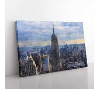 The Empire State Building Vol.2 Painting Modern Art Canvas Wall Art Print Ready to Hang, Framed Picture for Living Room Bedroom Home Office Décor, 76x50 cm (30x20 Inch)