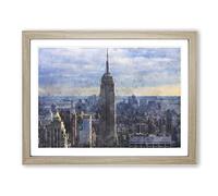 The Empire State Building Vol.2 Painting Modern Art Framed Print | A3 Oak Framed Wall Art | Ready to Hang | Modern Cityscape Picture | Living Room Bedroom Lounge Office