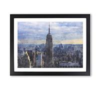 The Empire State Building Vol.2 Painting Modern Art Framed Print | A4 Black Framed Wall Art | Ready to Hang | Modern Cityscape Picture | Living Room Bedroom Lounge Office