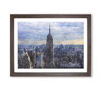 The Empire State Building Vol.2 Painting Modern Art Framed Wall Art Print, Ready to Hang Picture for Living Room Bedroom Home Office Décor, Walnut A2 (64 x 46 cm)