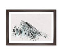 The Empire State Building Watercolour Framed Print | A2 Walnut Framed Wall Art | Ready to Hang | Modern Cityscape Picture | Living Room Bedroom Lounge Office