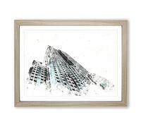 The Empire State Building Watercolour Modern Framed Print | A4 Oak Framed Wall Art | Ready to Hang | Modern Cityscape Picture | Living Room Bedroom Lounge Office