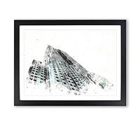 The Empire State Building Watercolour Modern Framed Wall Art Print, Ready to Hang Picture for Living Room Bedroom Home Office Décor, Black A4 (34 x 25 cm)