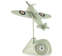 Miniature Silver Techno Flying Spitfire Novelty Desktop Collectors Clock 0487