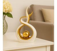 The Enchanted Garden Bringing Gardens To Life Ornaments for Living Room - White and Gold Ceramic Sculpture - Modern Abstract Decoration for Shelf, Table or Mantel - Contemporary Home Decor Accent