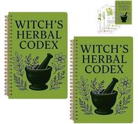 The Enchanted Herbalist's Notebook - Witch's Herbal Codex, Witch's Herbal Notebook with Multiple Herbs Collection, Plant Lore & Illustrations, Comprehensive Herbal Remedies Guide (Green-2pcs)