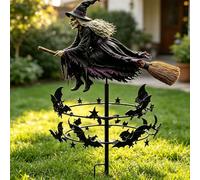 The Enchanted Magic Witch Garden Wind Spinner, Metal Halloween Yard Art Outdoor Decor Stake, Gothic Fantasy Rotating Windmill, Weatherproof Lawn Ornament for Patio Pathway (1PCS)