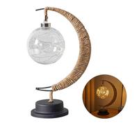 The Enchanted Moon Lamp - Hanging LED Moon Lamp Night Light with Stand, Moon Lamp Half Moon Ball Table Lamp for Home Party Romantic Holiday Decoration Battery Operated (A)