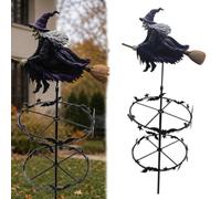 The Enchanted Witch Garden Wind Spinner,2D Metal Halloween Yard Art Outdoor Decor,Flying Witch & Bat Design,Outdoor Garden StakeDecoration,Halloween DecorationsOutdoor for Lawn Ornament Patio Pathway
