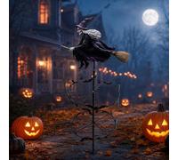 The Enchanted Witch Garden Wind Spinner, 2D Metal Halloween Yard Art Outdoor Decor, Outdoor Garden Stake Decoration, Halloween Lawn Ornament, for Patio Pathway Fall Decorations