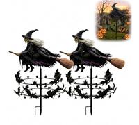 The Enchanted Witch Garden Wind Spinner, Enchanted Witch Garden Spinner, Metal Halloween Yard Art Outdoor Witch Wind Spinner, Halloween Yard Stake Decoration Ornament for Outdoor Patio Pathway