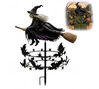 The Enchanted Witch Garden Wind Spinner, Enchanted Witch Garden Spinner, Metal Halloween Yard Art Outdoor Witch Wind Spinner, Halloween Yard Stake Decoration Ornament for Outdoor Patio Pathway