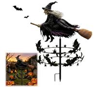 The Enchanted Witch Garden Wind Spinner, Metal Halloween Yard Art Decor