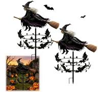 The Enchanted Witch Garden Wind Spinner, Metal Halloween Yard Art Decor