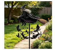 The Enchanted Witch Garden Wind Spinner, Metal Halloween Yard Art Outdoor Decor, Outdoor Garden Stake Decoration, Halloween Lawn Ornament, for Garden Patio Pathway Lawn Courtyard Fall Decor，1pcs