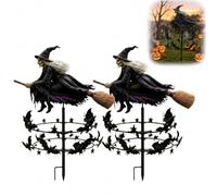 The Enchanted Witch Garden Wind Spinner, Metal Yard Art Halloween Decorations Outdoor Wind Spinners Outdoor, for Yard and Garden