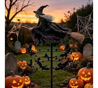 The Enchanted Witch Garden Wind Spinner, The Enchanted Witch Garden Stake Halloween Decoration With Dynamic Bat Kinetic Spinner, for Outdoor Garden Lawn Patio Pathway