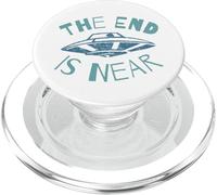 The End Is Near UFO Alien Invasion Funny Sci-Fi PopSockets PopGrip for MagSafe