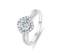 The Engagement Ring, Anillo de Promesa para Mujer Interweaving Design with 1ct Round Moissanite 9K White Gold Size J 1/2
