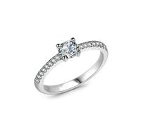 The Engagement Ring, Bridal Sets Wedding Rings with Round Moissanite 9K White Gold Size K 1/2