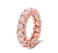The Engagement Ring, Cute Rings for Women All-Around Band 18.1K Rose Gold with White Round Shape Moissanite Size H 1/2