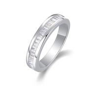 The Engagement Ring, Friendship Rings Eternity Ring with Rectangle Moissanite Silver 14K White Gold Size V 1/2