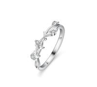 The Engagement Ring, Ladies Wedding Rings Branch with Moissanite Silver 14K White Gold Size V 1/2