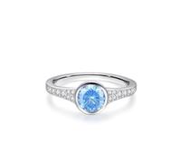 The Engagement Ring, Marriage Ring Elegant Row Design with 1ct Round Topaz and Moissanite 9K White Gold Size M 1/2